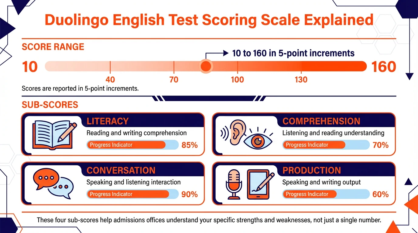 Duolingo English Test Scoring Scale Infographic